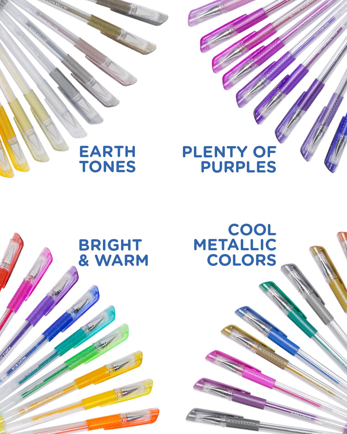 ColorIt 96 Gel Pens - 2 Travel Case Gel Pen Sets with 72 Glitter, 12  Metallic, 12 Neon 